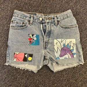 Cartoon Patch Denim Shorts